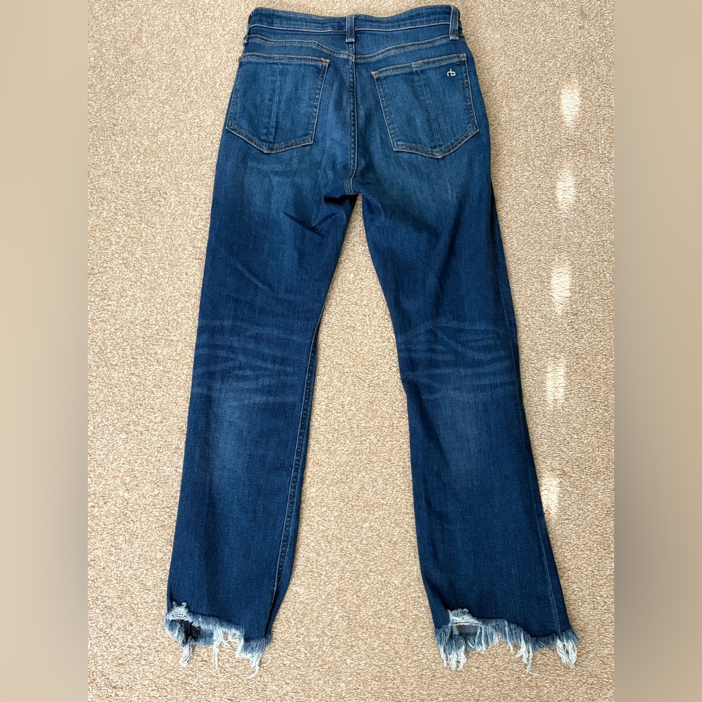 Rag & Bone Nina High Rise Ankle Flare Crossfield Jeans Distressed Hem - Picture 3 of 11